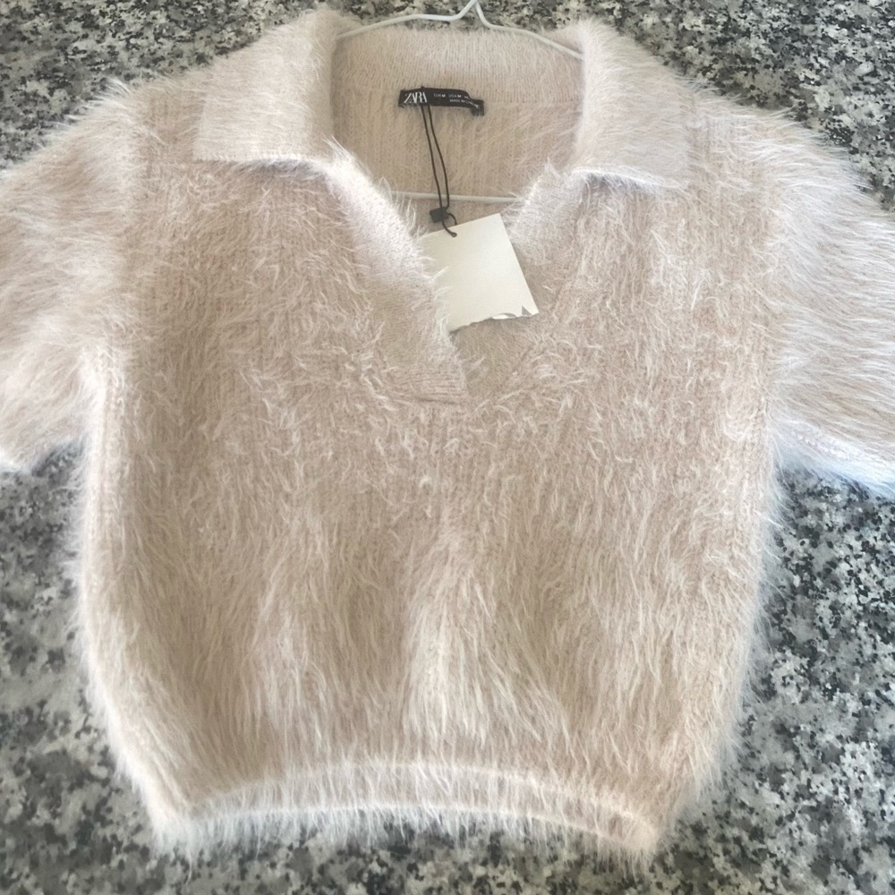 NWT ZARA faux fur polo shirt - Picture 8 of 14